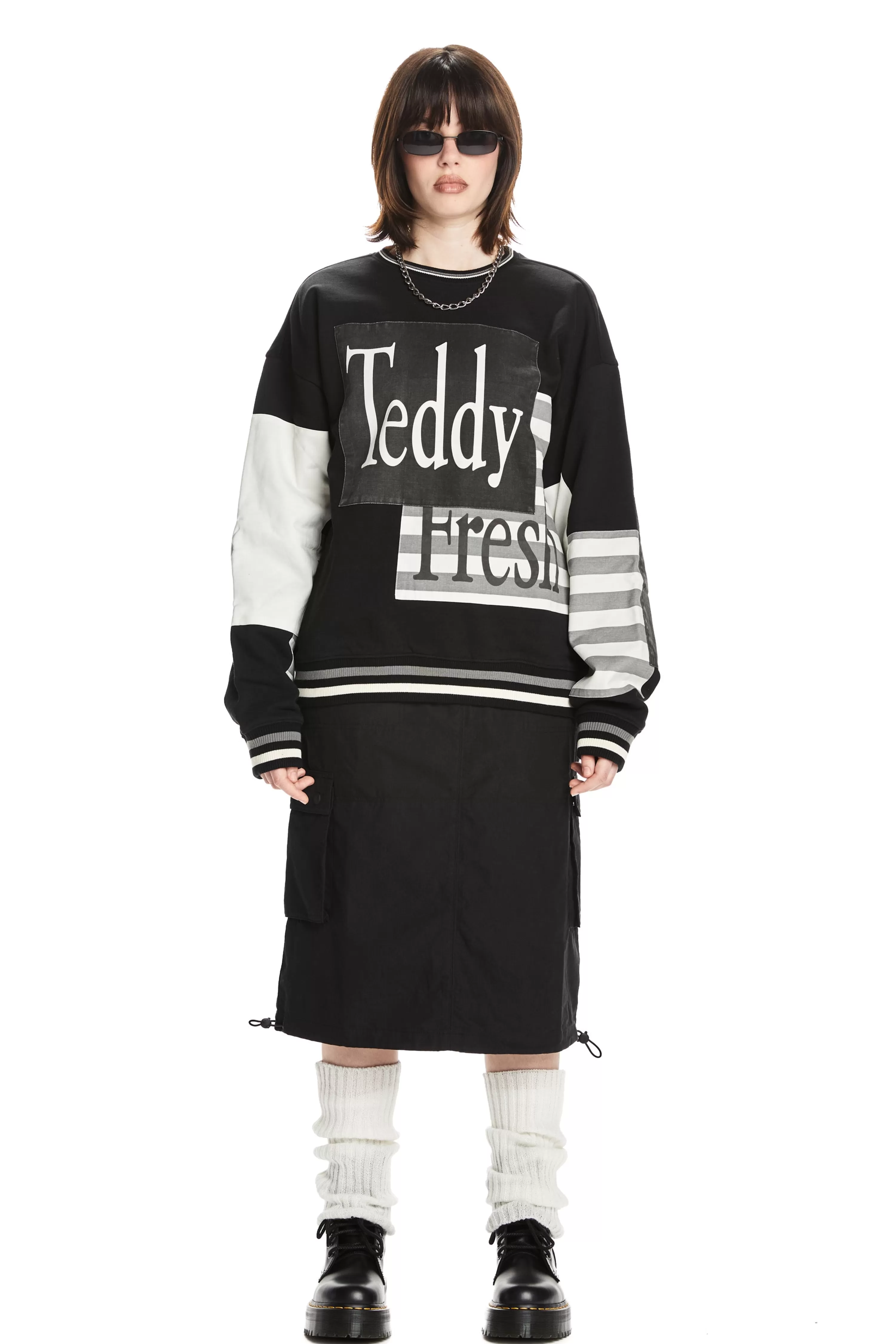 Box Paneled Crewneck-Teddy Fresh Cheap