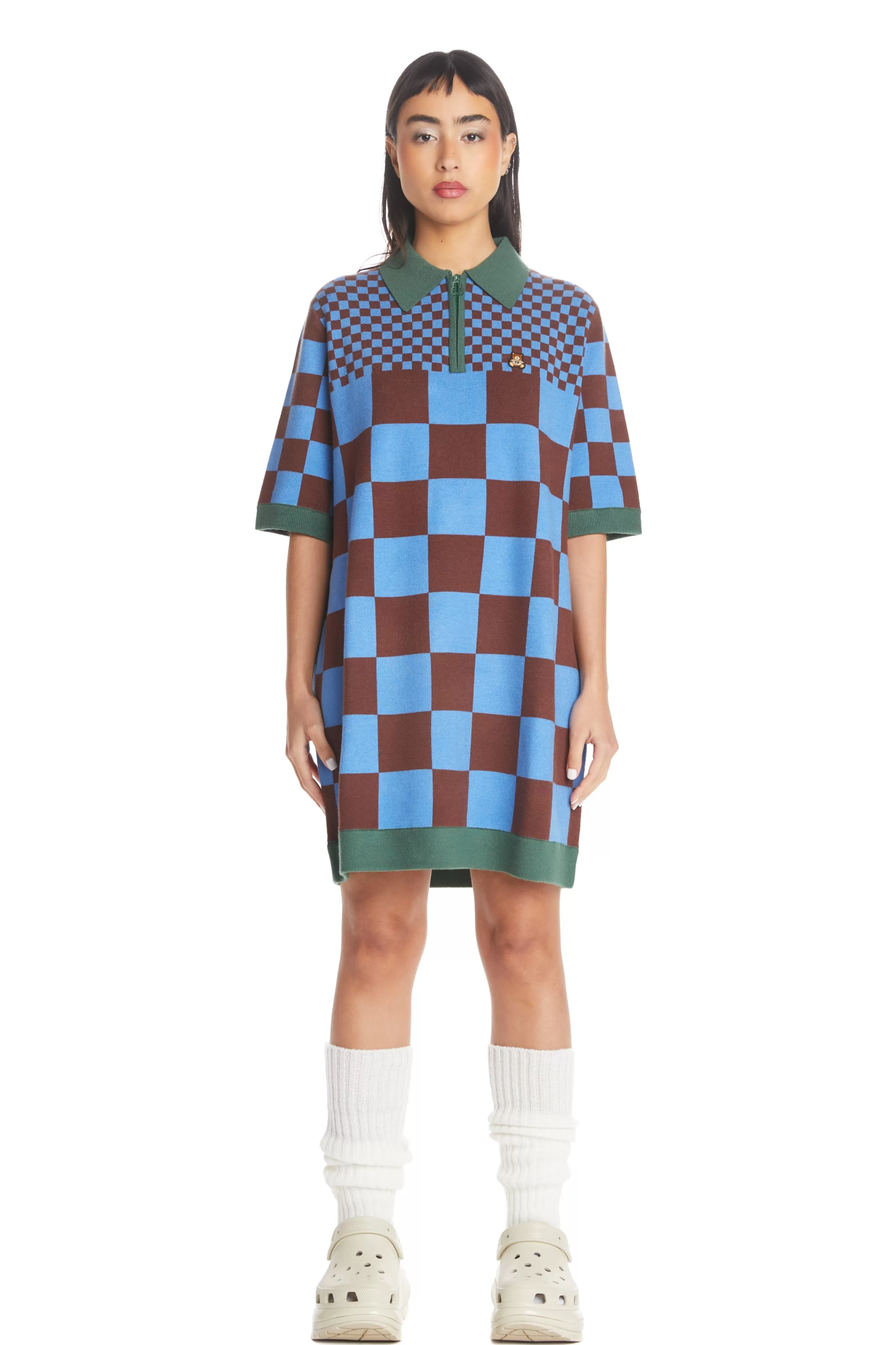 Check Clash Sweater Dress-Teddy Fresh Store