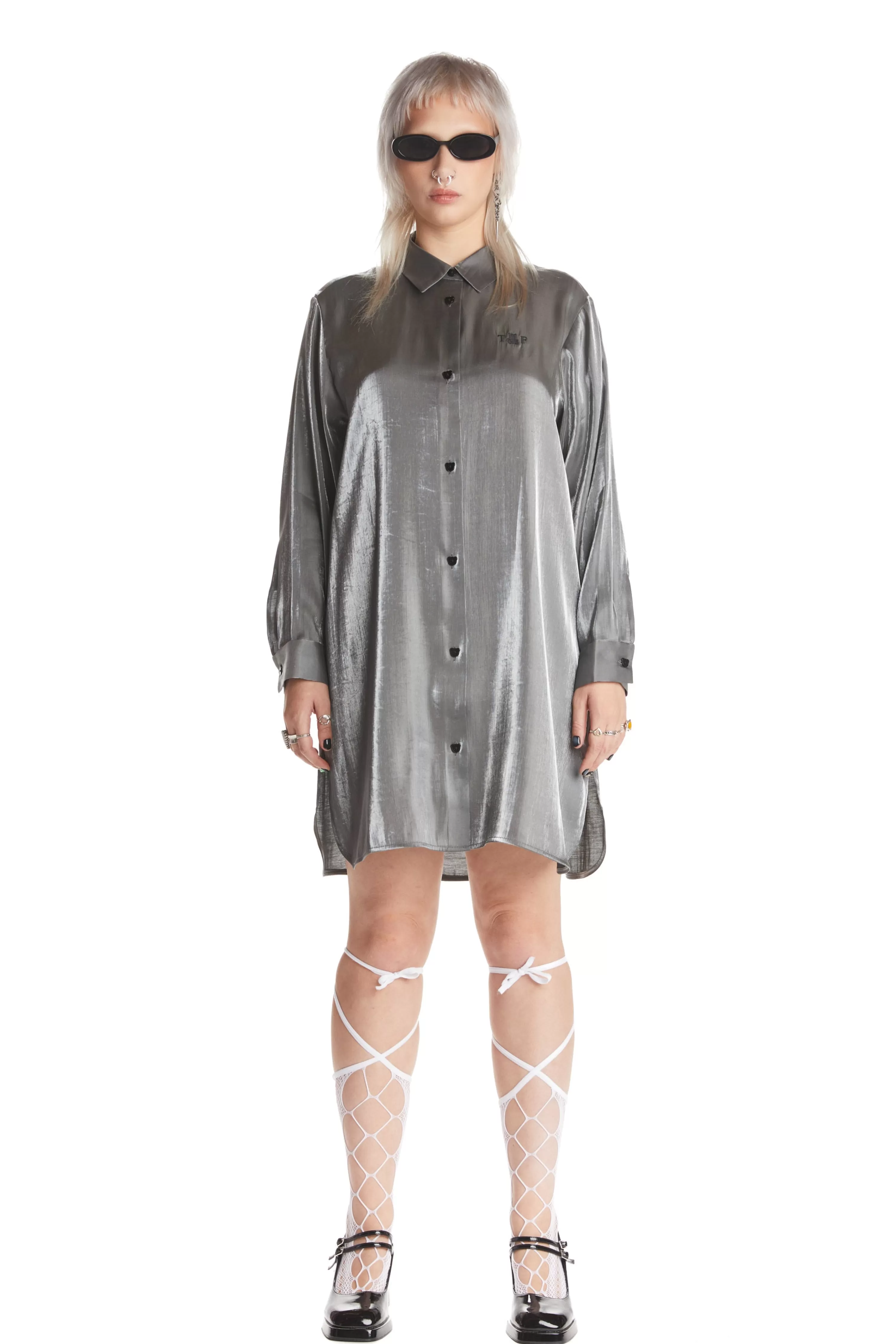 Iridescent Shirt Dress-Teddy Fresh Fashion