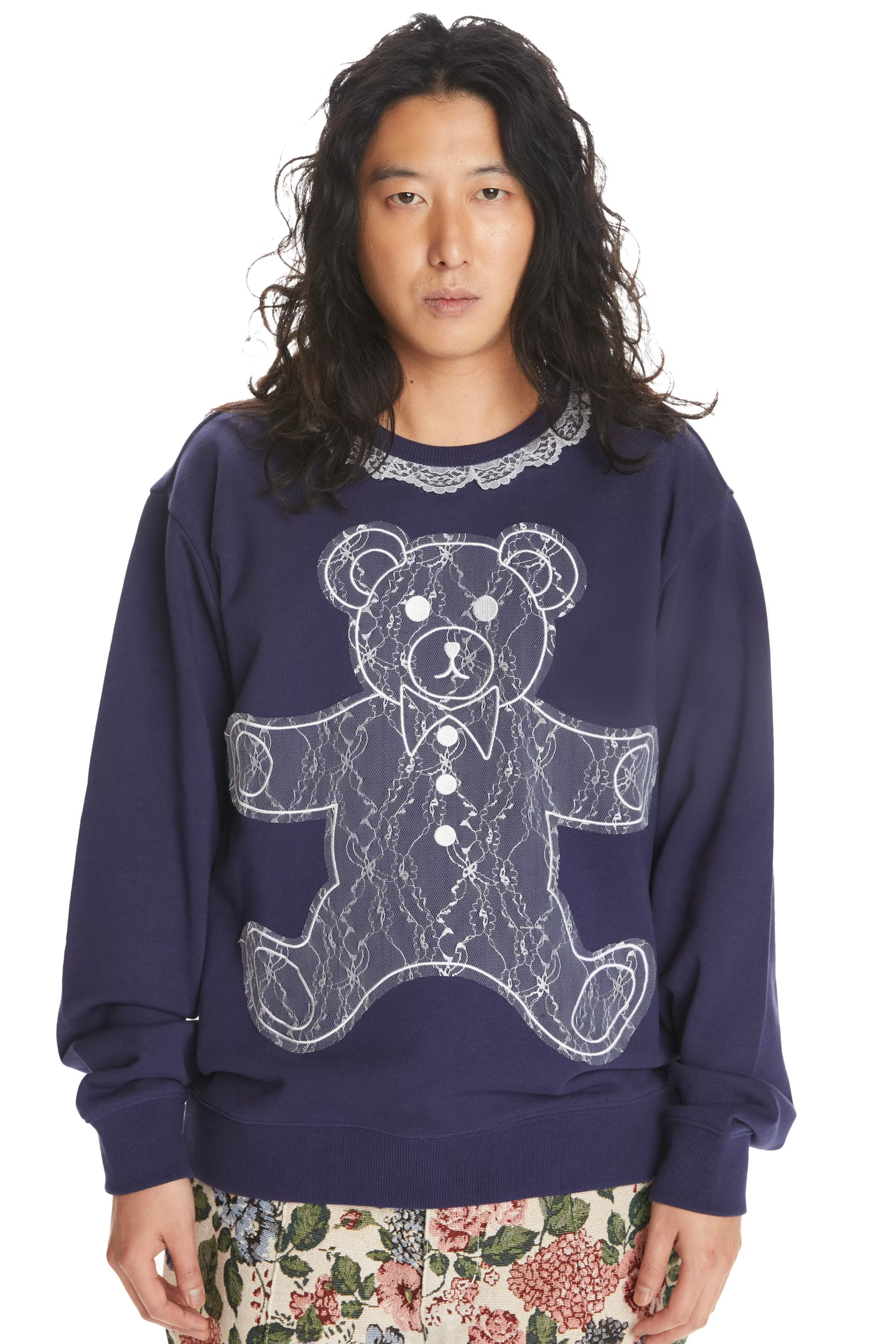 Lace Applique Bear Sweatshirt-Teddy Fresh Flash Sale