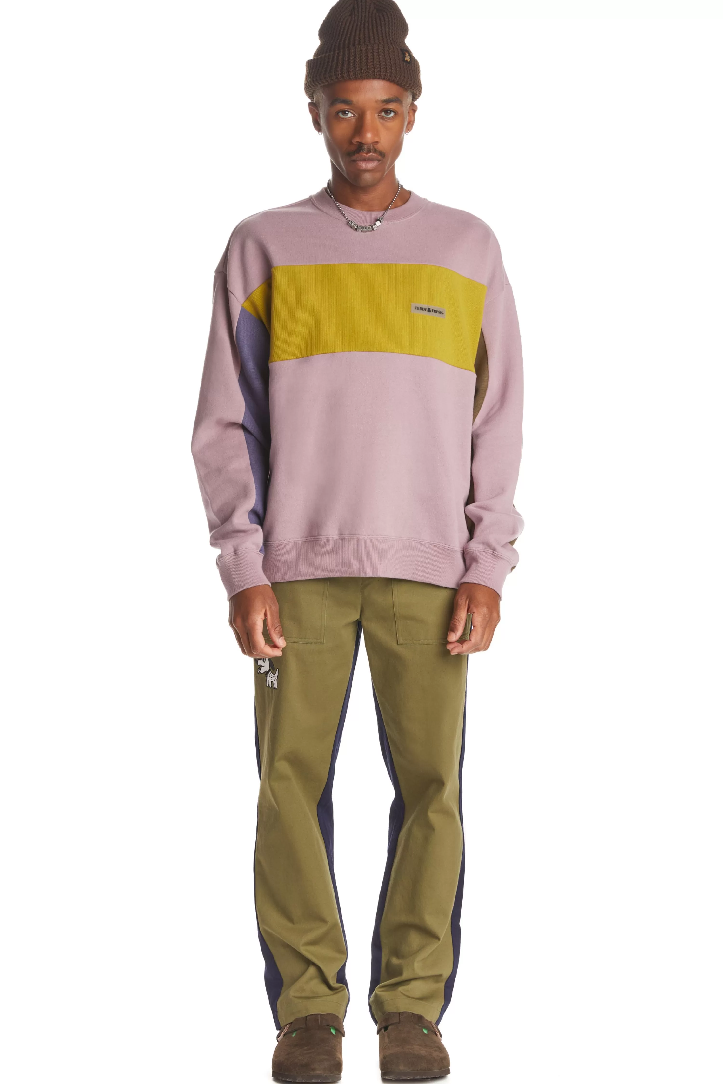 Rib Block Crewneck-Teddy Fresh Cheap