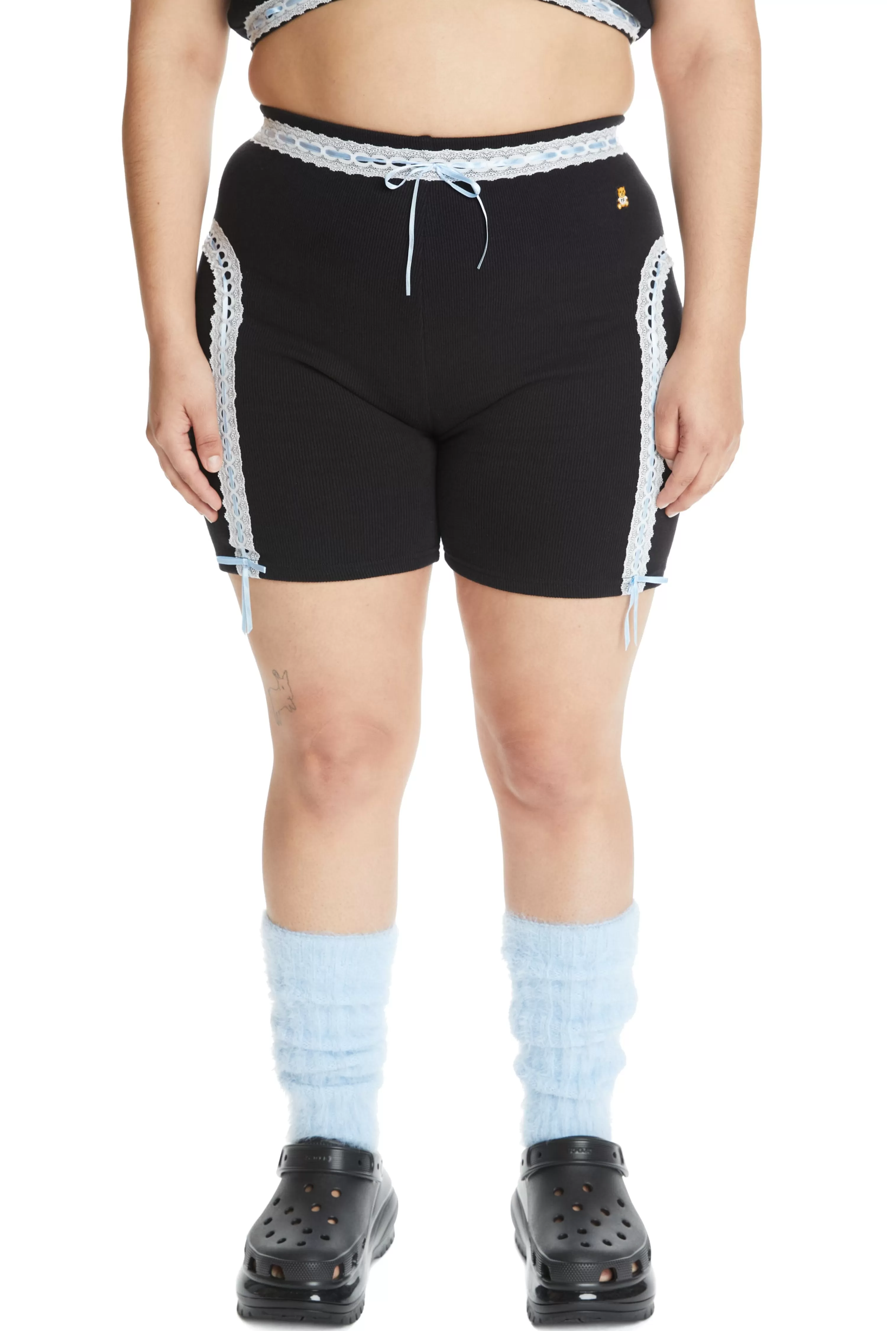 Ribbon Ribbed Bike Shorts-Teddy Fresh Shop