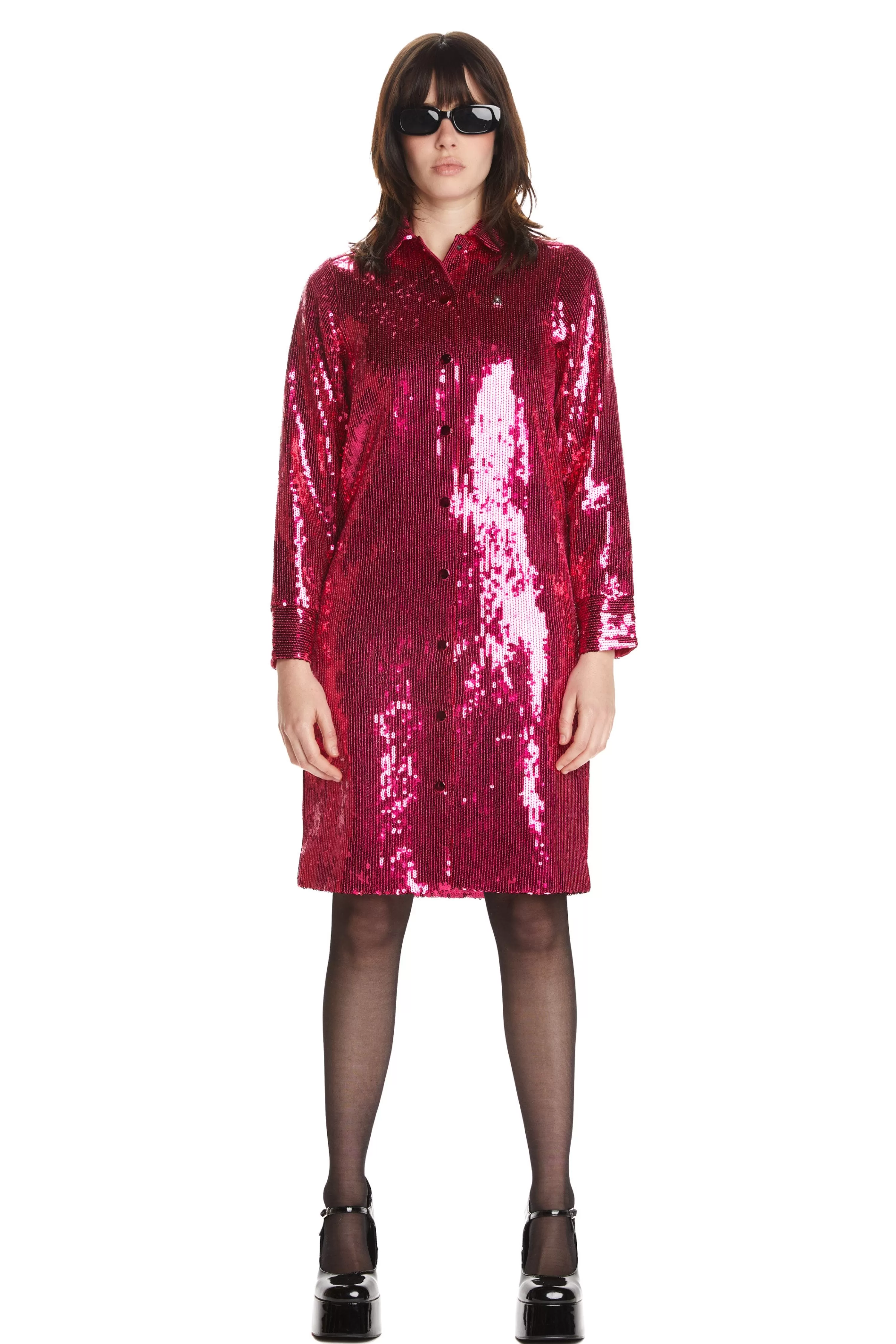 Sequin Shirt Dress-Teddy Fresh Cheap