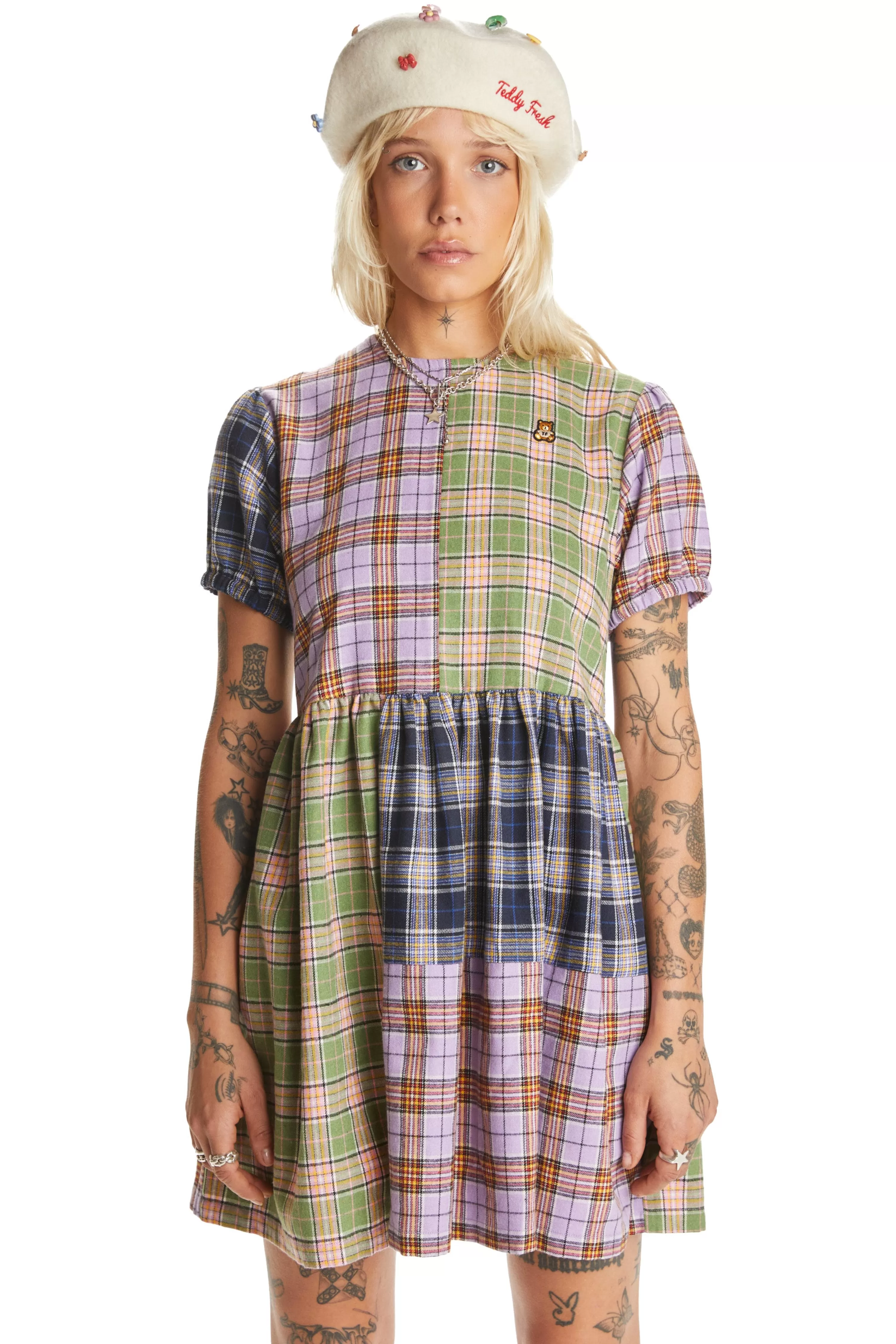 Short Sleeve Plaid Dress-Teddy Fresh Best