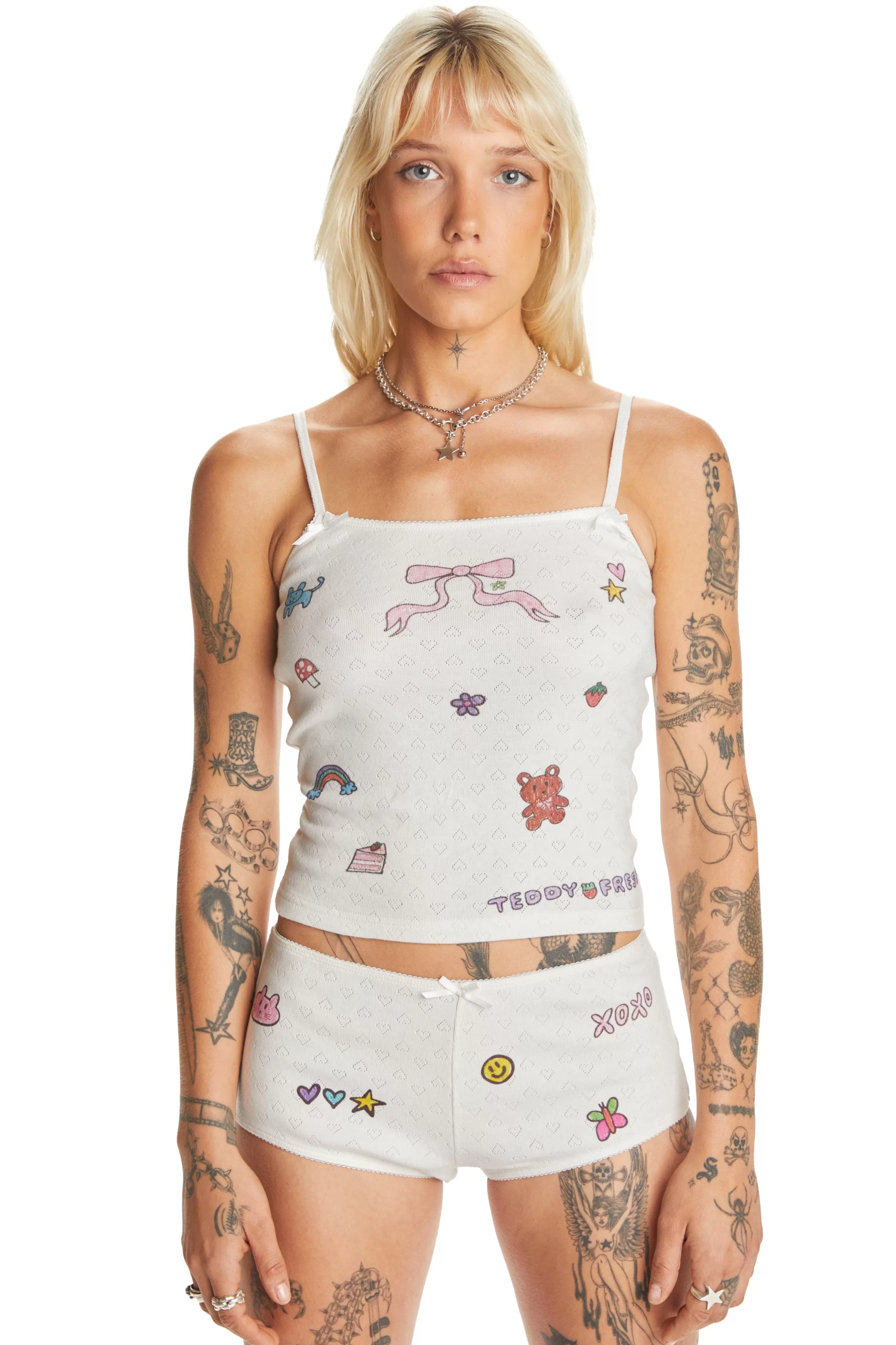 TF X Blo_oberry Little Bow Pointelle Camisole-Teddy Fresh Clearance