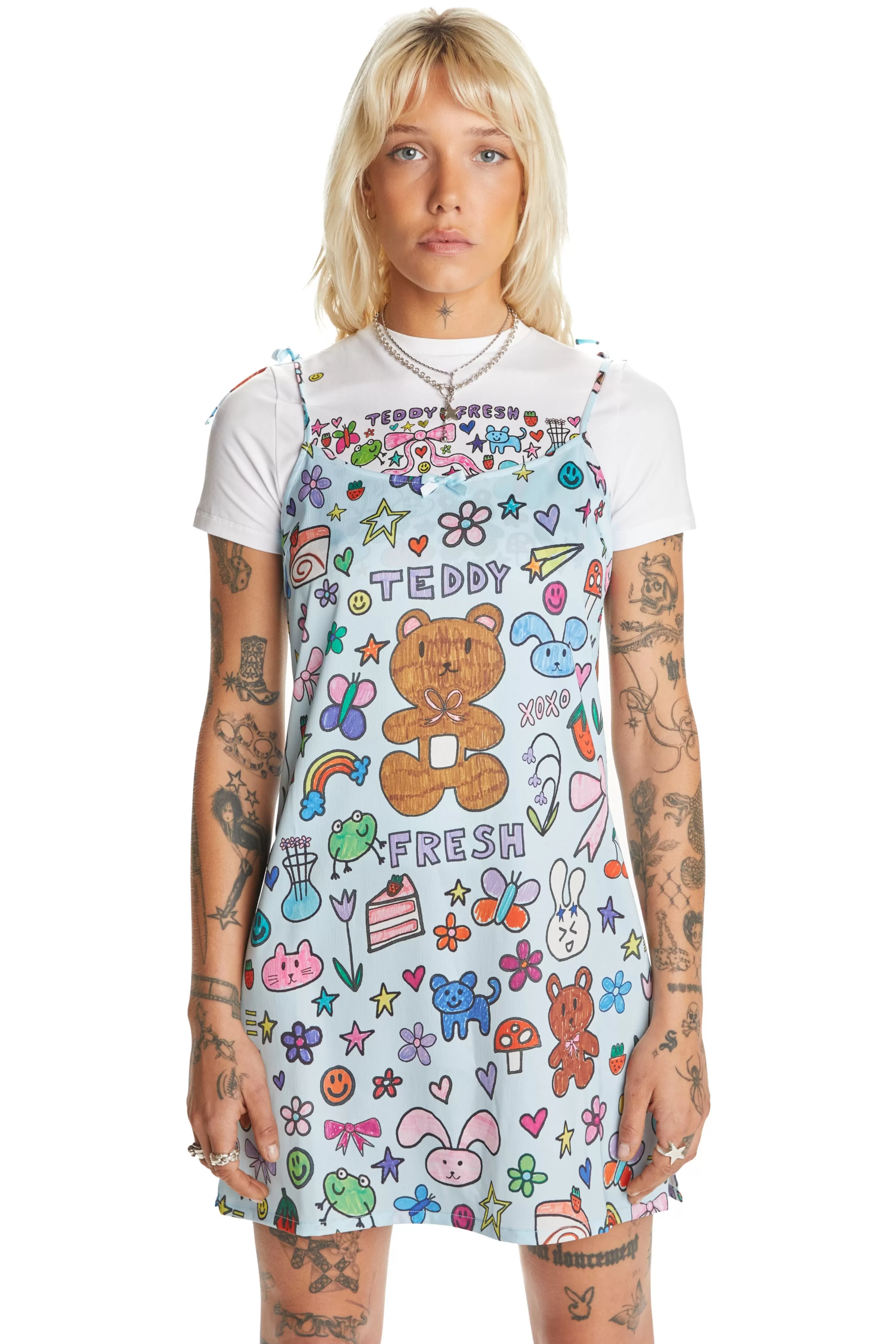 TF X Blo_oberry Sketchbook Satin Dress-Teddy Fresh Outlet