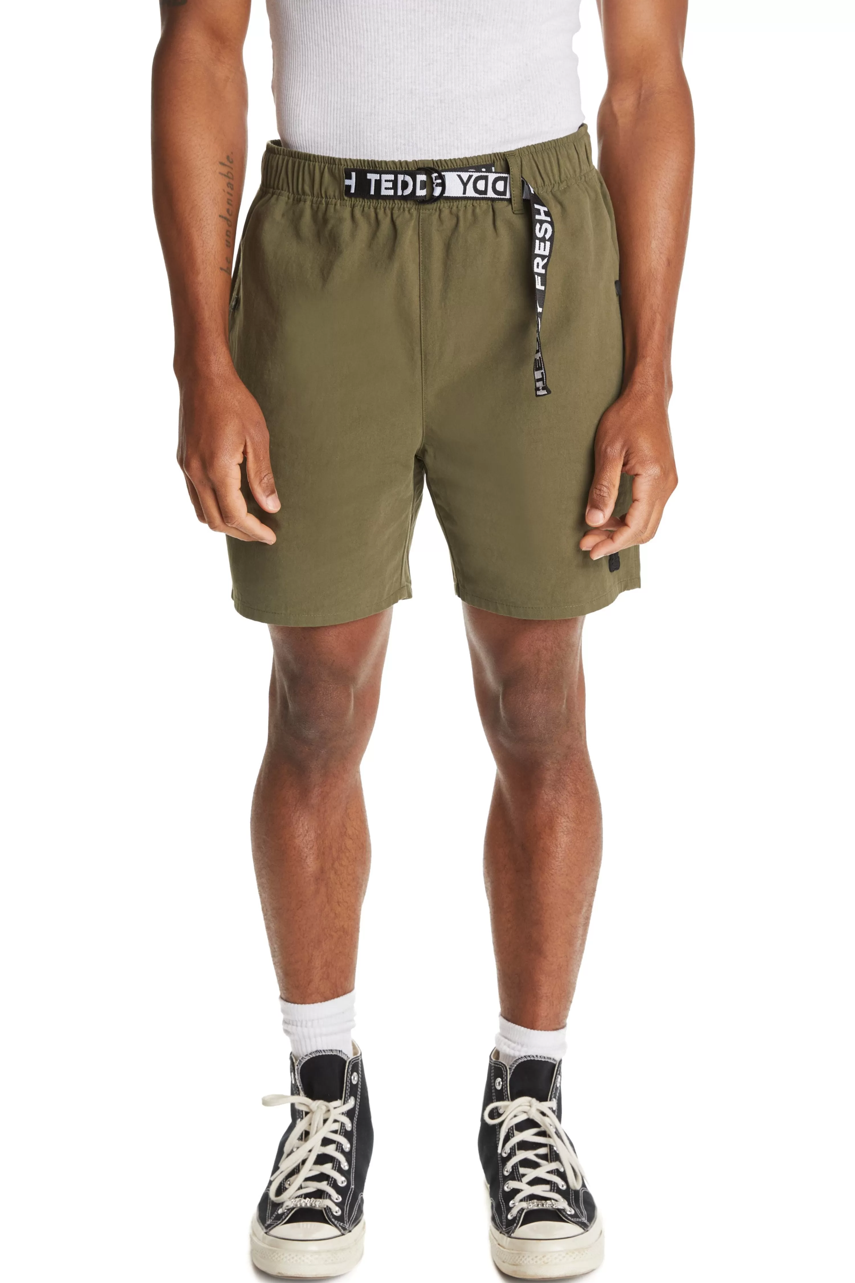 Webbing Belt Cotton Shorts-Teddy Fresh Clearance