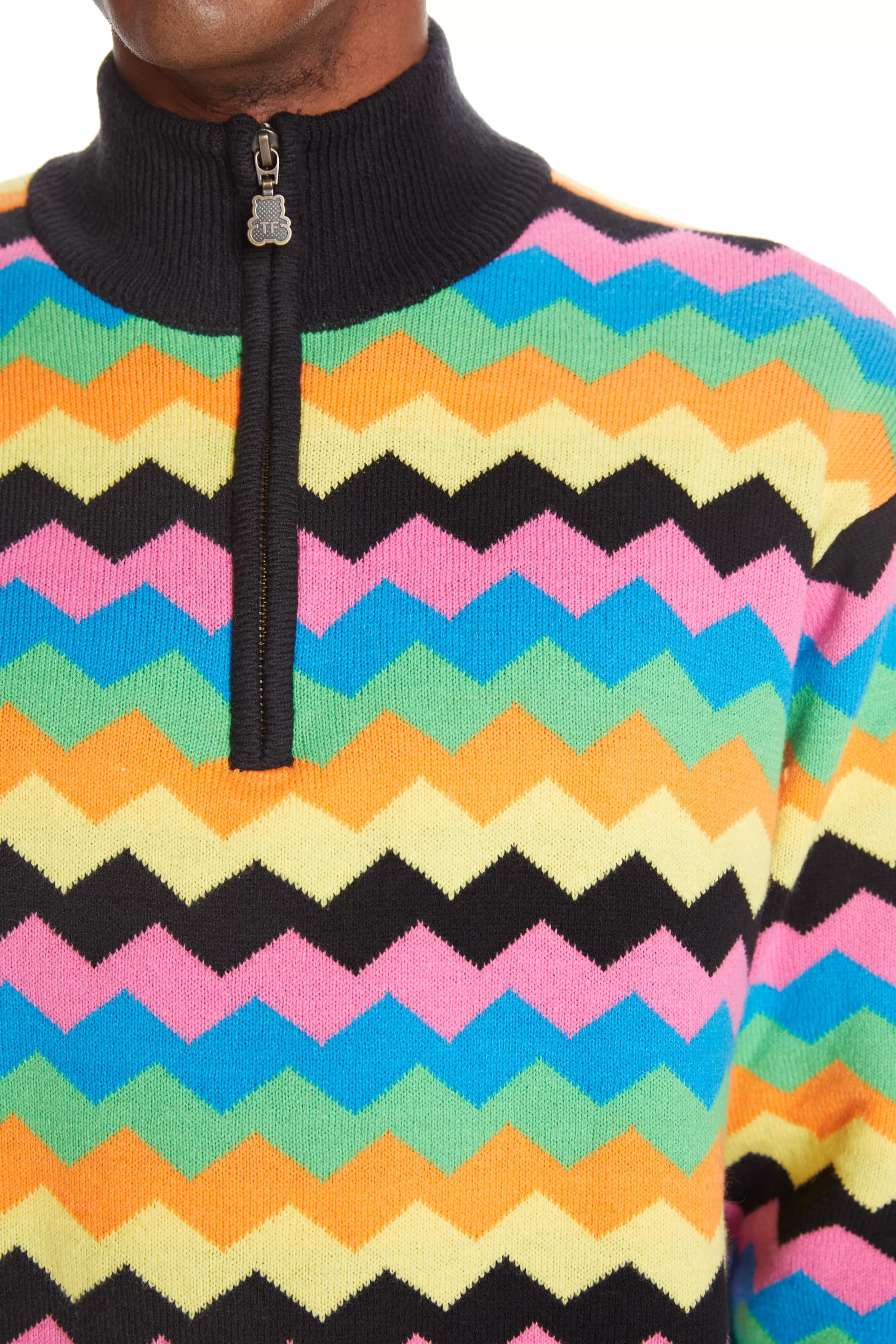 Zig Zag Quarter Zip Sweater-Teddy Fresh Cheap