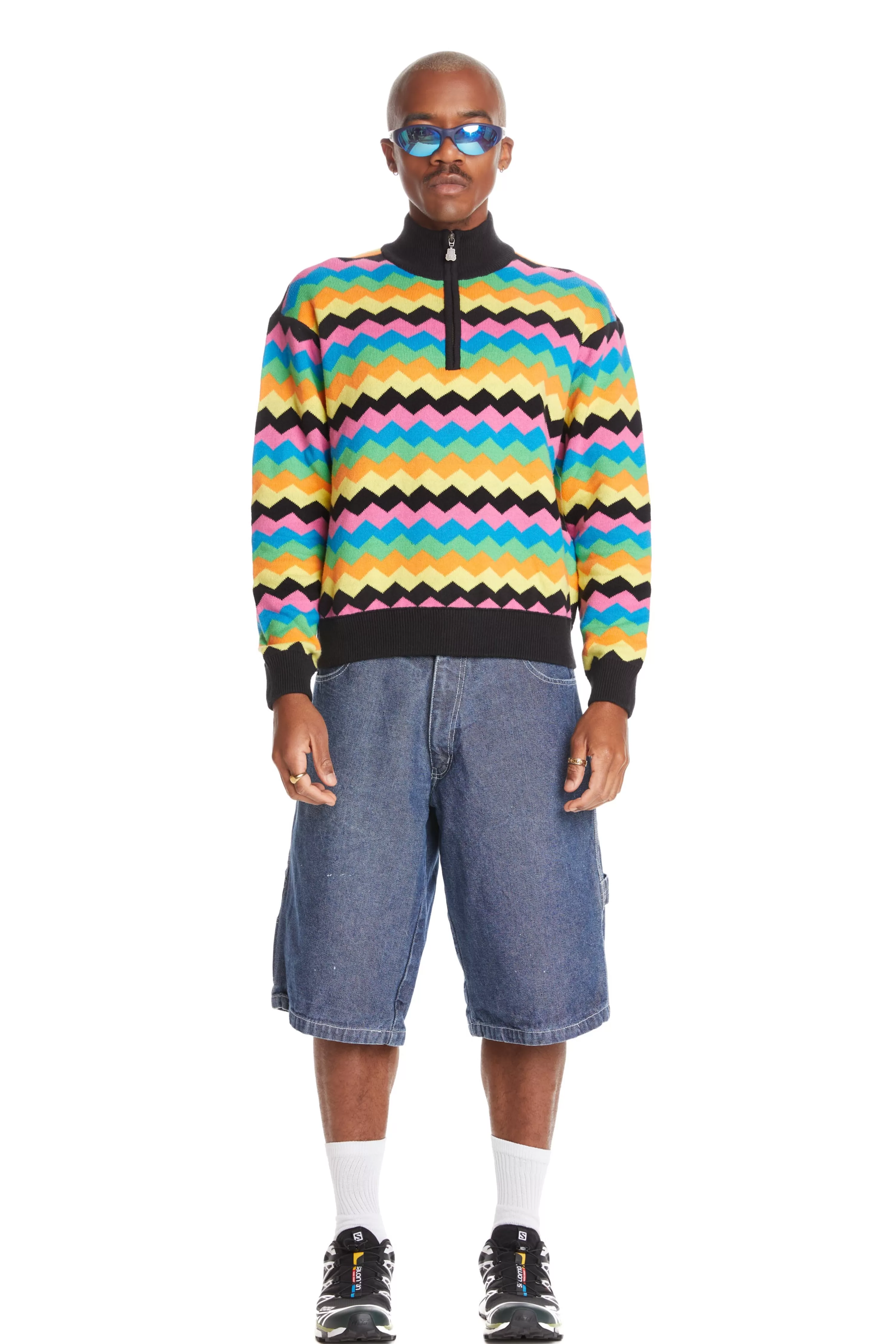 Zig Zag Quarter Zip Sweater-Teddy Fresh Cheap