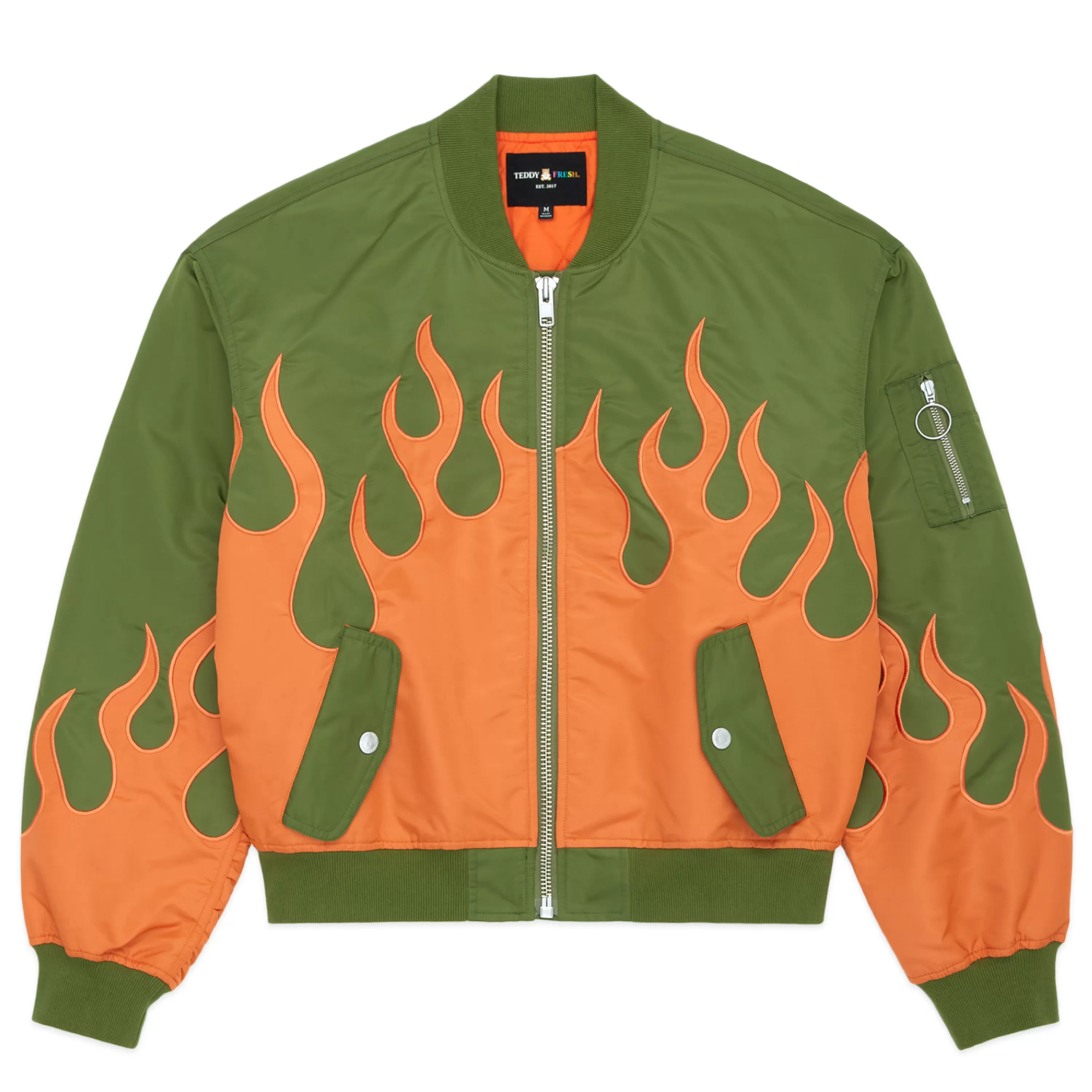 Zip Flames Bomber Jacket-Teddy Fresh Flash Sale