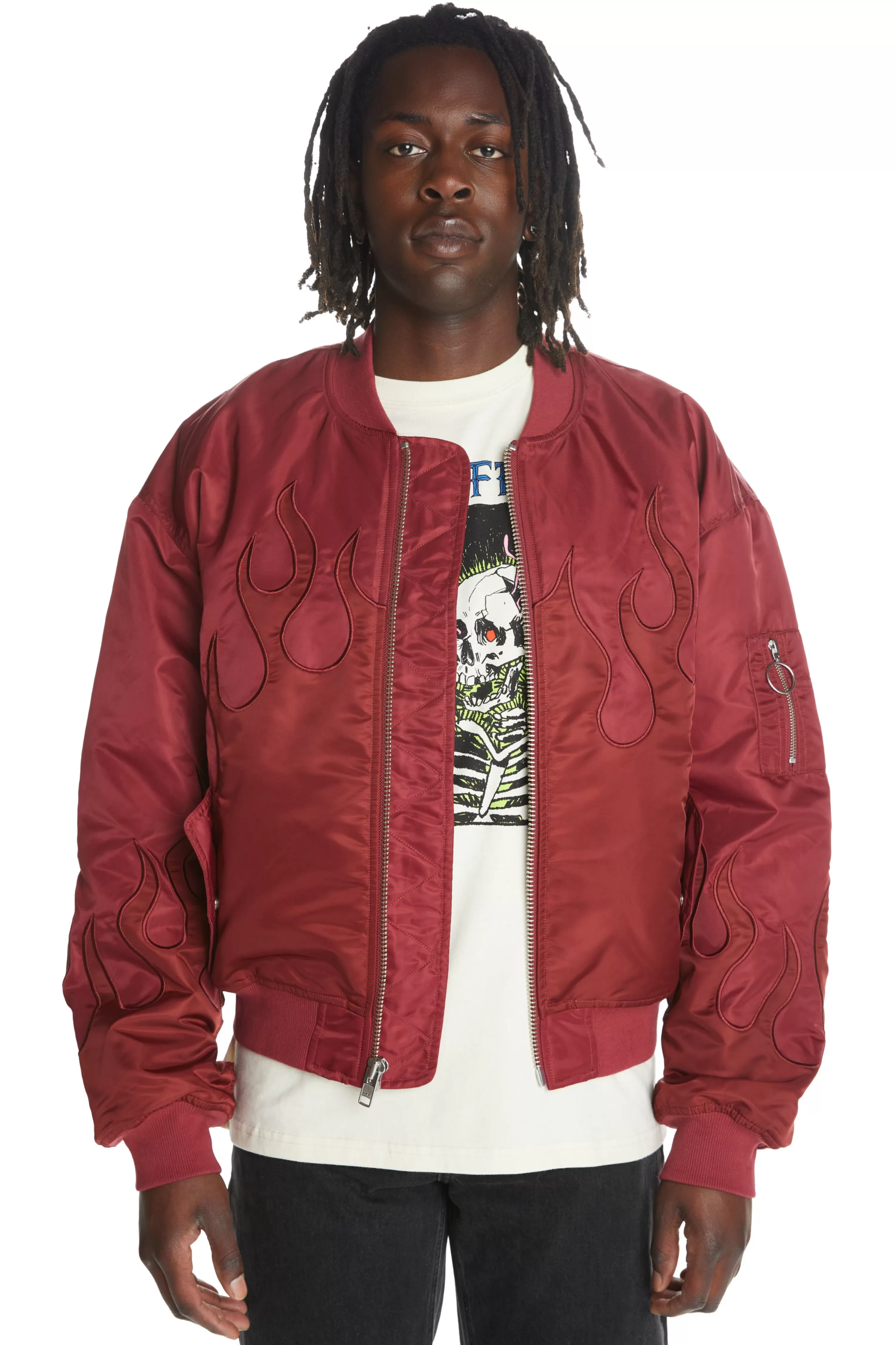 Zip Flames Bomber Jacket-Teddy Fresh Flash Sale